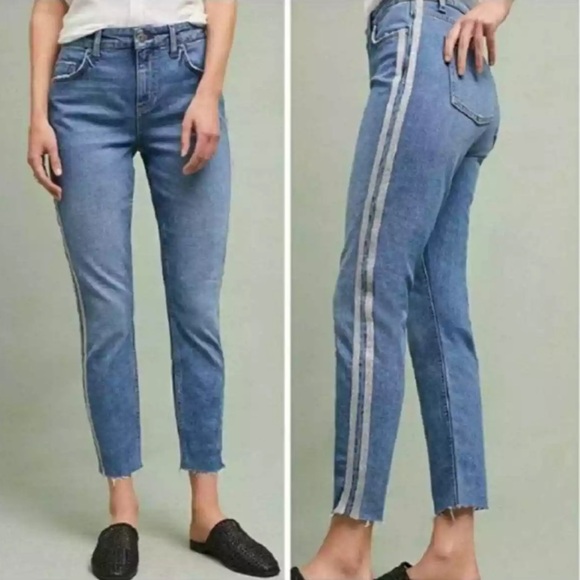 Anthropologie Denim - ANTHROPOLOGIE Pilcro & The Letterpress Silver Glitter Side Stripe Jeans